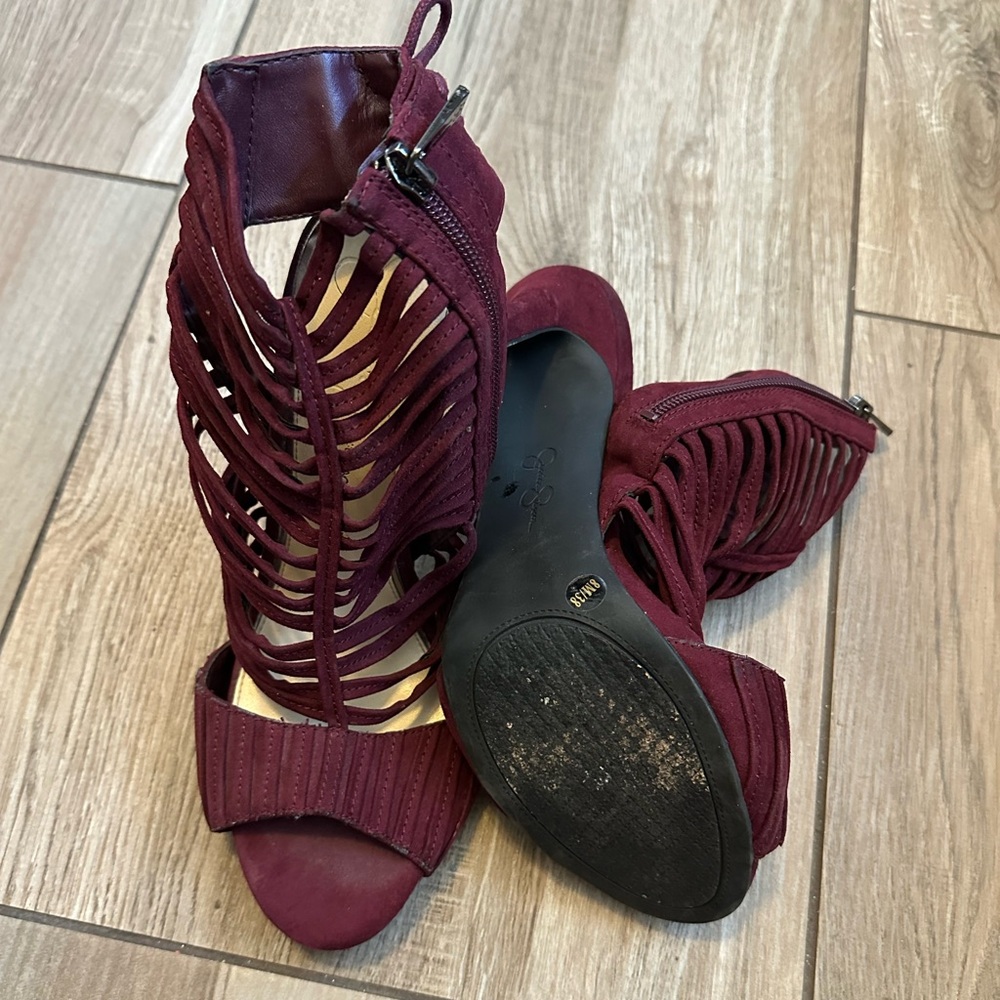 Jessica Simpson Burgundy Strappy Heels